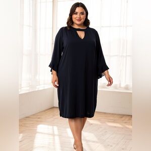 Eloquii Black Keyhole Shift Dress